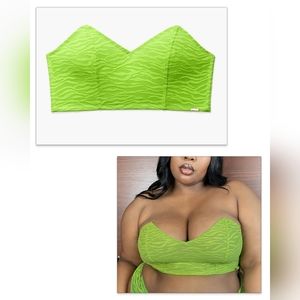 Savage X Fenty Plus Size All Over Me Lace Bandeau Bralette, Green Tea, 3X